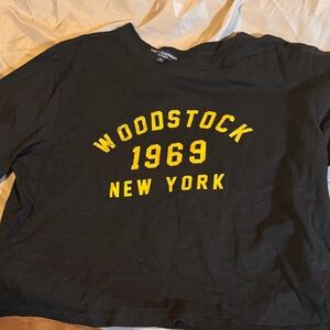 Black Woodstock 1969 New York Crop Top - Women